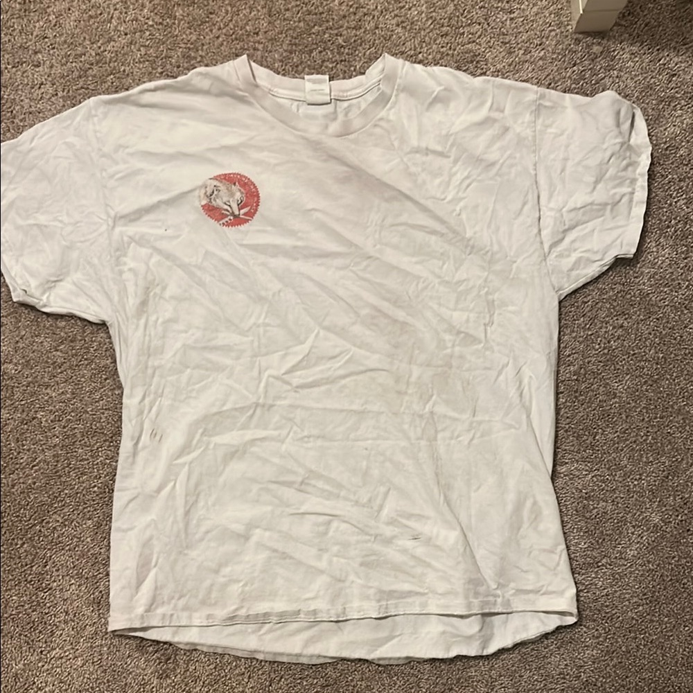 White T-Shirt with Red Graphic